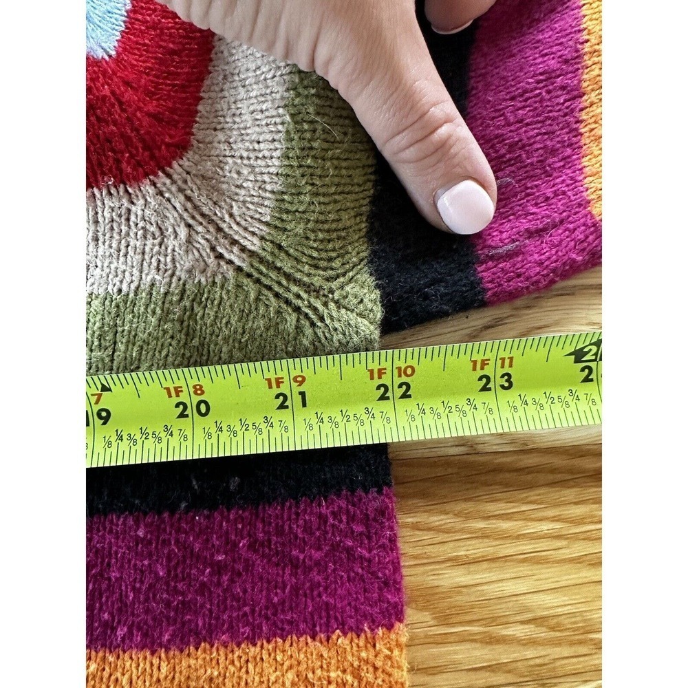 Vtg 90s Rainbow Sweater Women’s Sz XL Wool Blend Stripe Friends Y2K Knit Crew - Picture 6 of 8